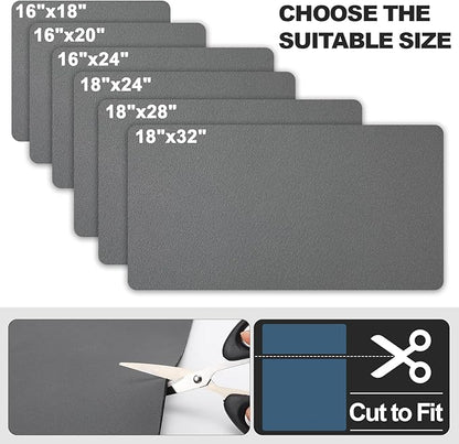 Dish Drying Mat for Kitchen Counter | Coffee Bar Mat for Countertops | Heat Resistant Drainer Mat with Non-slip Rubber Backed | Hide Stain Kitchen Absorbent Draining Mat | Dark Grey 18"x32"