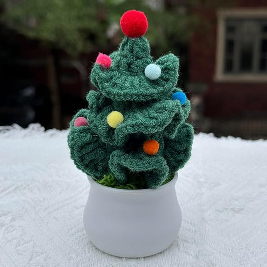 Handmade Crochet Christmas Tree - Cute Knit Mini Tabletop Decor, Sustainable Eco-Friendly Gift for Friends, Holiday Home & Office Decoration