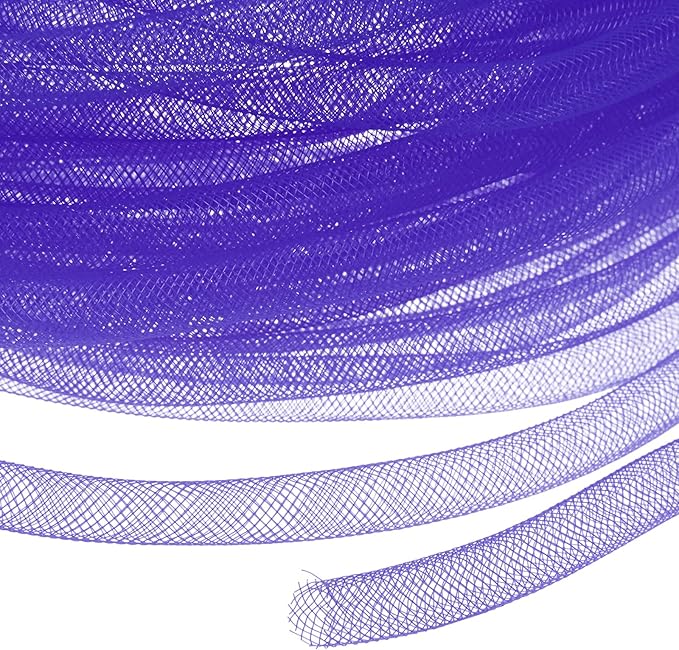 Mesh Tube Ribbon 25 Yards, 10mm Elastic Fabric Ribbons Mesh Tubing for Crafts/Gift Wrapping/Flower Bouquets/Wedding/Birthday/Holiday/Wreaths Christmas/Decoration[Dark Purple]