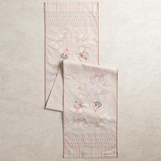 Maison d' Hermine Tablerunner 100% Combed Cotton Premium Table Runner Decorative Table Covers, Dining, Wedding, Banquet, Buffet, Society Florals, Double Layer - (14.50"x108")