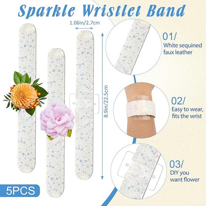 161 PCS DIY Wrist Corsage Making Kit with 5P Wrist Corsage Bracelets, Floral Wire and Cutter, Floral Tape, Pin, Ribbon for Wedding Party Boutonniere Supplies
