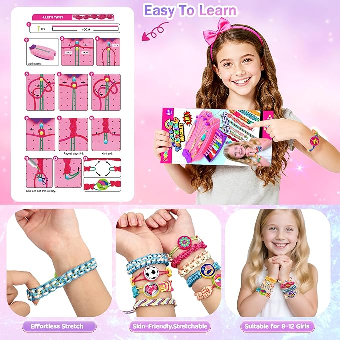 Friendship Bracelet Making Kit, Arts and Crafts for Kids Ages 8-12, DIY String Bracelets Maker for Girl, Jewelry Making Kit for 6 7 8, Birthday Christmas Gifts for Teen 8 9 10 11 12 Year Old Girls