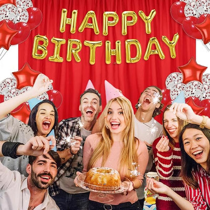 10 x 10 Feet Red Backdrop Curtain for Partie, Background Curtains for Photoshoot, Birthday, Wedding, Halloween, Thanksgiving, Christmas, New Year Party Decorations 5Ft x 10Ft, 2 Panels