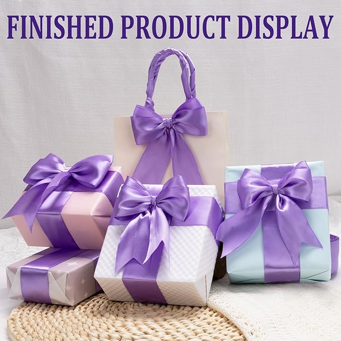 XSEINO 110 Yards Ribbon,1 1/2 Inch Lavender Satin Ribbon for Flower Bouquet, Gift Wrapping, Ribbons for Crafts, Hair Bows Making, Wedding Party Decoration, Sewing, Invitation Cards, Christmas