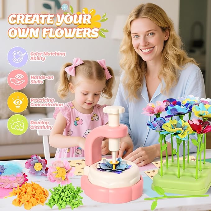 Oviovioi Fabric Flower Bouquets Toys, Arts & Crafts for Kids - Flowers Market Toys,Build Your Flower Bouquet, DIY Toddler Craft Kits for Girls Ages 4 5 6,Ideas Birthday Gifts