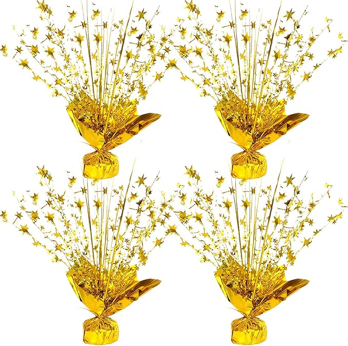 ALISSAR Glitter Gold Star Centerpieces-Table Decorations for Home Decor Birthday Wedding Anniversary Decor (4, Gold)