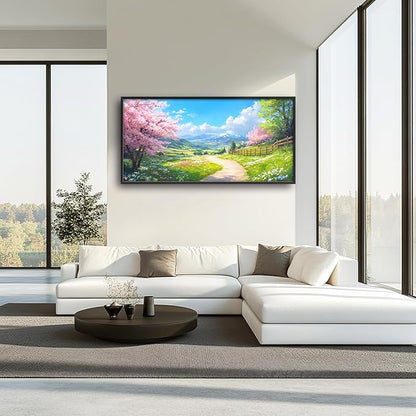 Mountain Trees Large Wall Art Framed Nature Scenery Wall Decor for Living Room Country Road Pictures Oversized Canvas Print Painting Modern Extra Large Framed Artwork for Bedroom Office 60"x30"