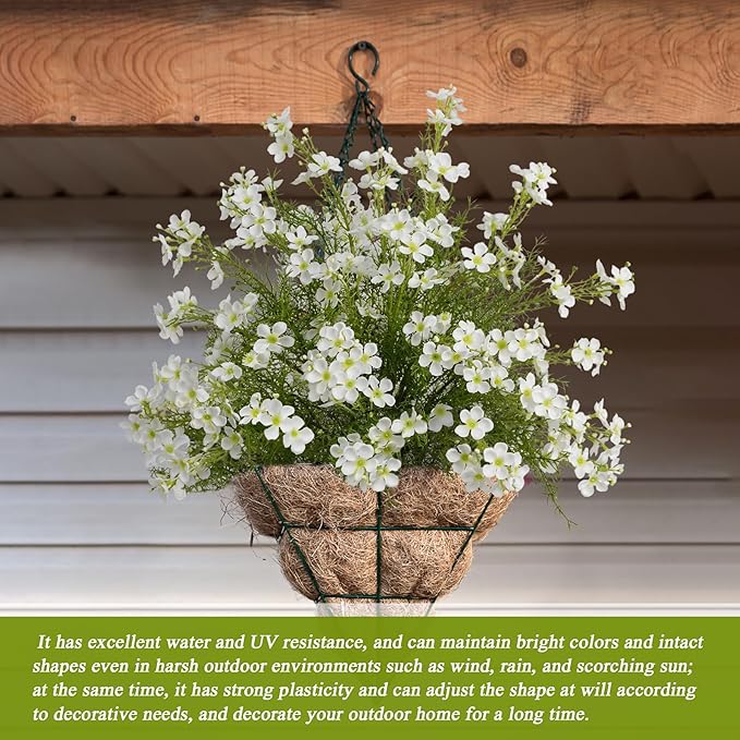 Spring Decorations for Home Fake Flowers Hydrangea Artificial Plants Indoor Mantle Decor Plastic Flowers Artificial Plants Outdoor Garden Decor Hanging Plants 6pcs White Flowers