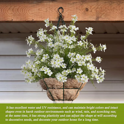 Spring Decorations for Home Fake Flowers Hydrangea Artificial Plants Indoor Mantle Decor Plastic Flowers Artificial Plants Outdoor Garden Decor Hanging Plants 6pcs White Flowers