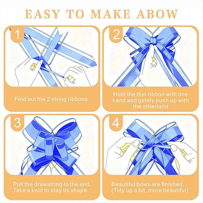 24PCS Navy Blue Pull Bows for Gift Wrapping, 6" Large Pre-Tied Decorative Bows for Christmas, Wedding, Birthday, Party Decorations, Reusable Instant Floral Decors for Gifts, Bouquets,Baskets