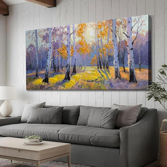 Brushart Forest Canvas Wall Art Nature Extra Large Textured Picture, Painting Wall Decor Living Room Artwork for Walls Bedroom Home Office 58"x29"