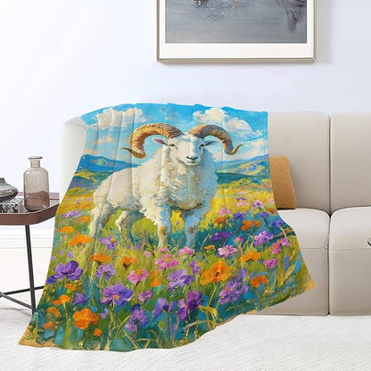 Goat Blanket Goat Throw Blanket Animal Soft Cozy Fleece Fuzzy Stuffed Plush Flannel Gifts for Girls Women Boys Kids Adults 60"X80"