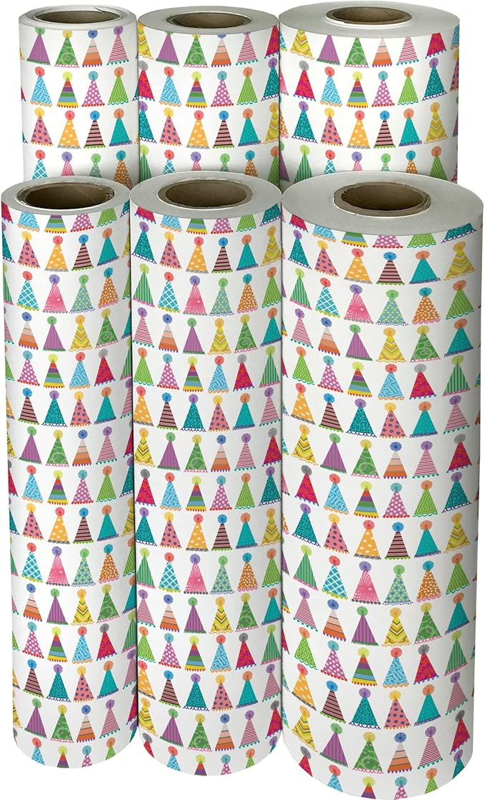 Jillson Roberts Bulk Gift Wrap, Everyday Gift Wrapping Supplies, Party Hats, Full Ream 833 feet x 24 inches