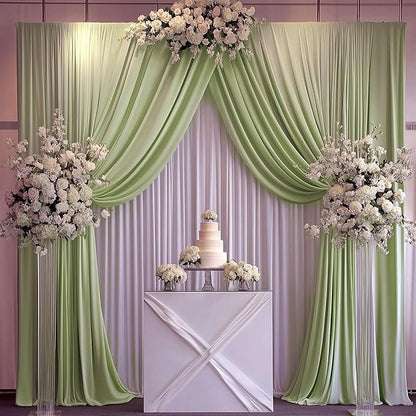 20x10ft Wrinkle Free Sage Green Backdrop Curtain for Parties Soft Fabric Drapes Wedding Curtain Backdrop for Birthday Party Decorations Background for Photography 5x10ft, 4 Panels