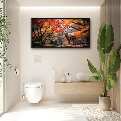 Framed Large Pictures Wall Art for Living Room, Forest Deer Oversized Wall Decor Elk Animal Canvas Print Painting Modern Extra Large Framed Artwork for Bedroom Office 60"x30"