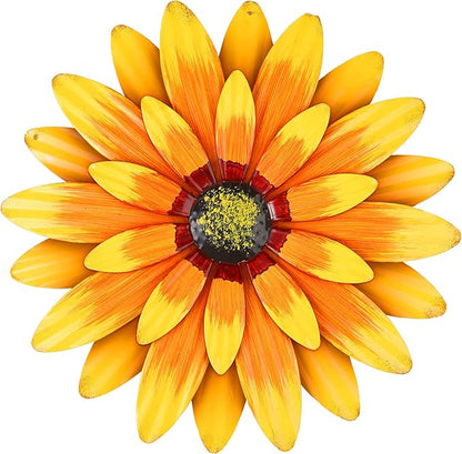Dekomere Metal Flowers Outdoor Decor 13" Metal Sunflower Wall Art Decorations Sunflower Wall Decor for Kitchen Living Room Porch Garden Yard