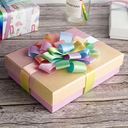 MEEDEE Pastel Ribbon Pastel Rainbow Ribbon 1 inch Rainbow Craft Ribbons Gift Satin Ribbons for Gift Wrapping Wedding Pride Party Birthday Party Decoration Making Hair Bows - 25 Yards
