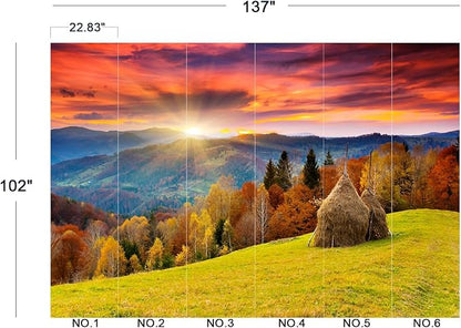 Cliouar-The Mountain Autumn Landscape with Colorful Forest Peel and Stick 137" x 102"