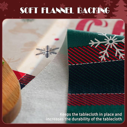 Christmas Rectangle Table Cloth,100% Waterproof Tablecloth,Christmas Decorations for Home, Vinyl Tablecloth Plastic Table Cover for Party，Picnic,Dining,Outdoor 54" x 54",Crimson Checked