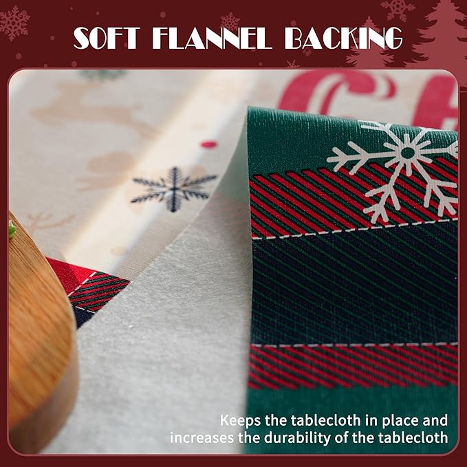 Christmas Rectangle Table Cloth,100% Waterproof Tablecloth,Christmas Decorations for Home, Vinyl Tablecloth Plastic Table Cover for Party，Picnic,Dining,Outdoor 54" x 102",Crimson Checked