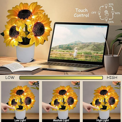 Led Sunflower Lamp Gift for Women,Flower Lamp Table Flower Desk Lamp Night Light for Bedroom Living Room Decor,Mothers Day Birthday Gifts for Her Mom Wife Girlfriend Teacher Grandma (Yellow)