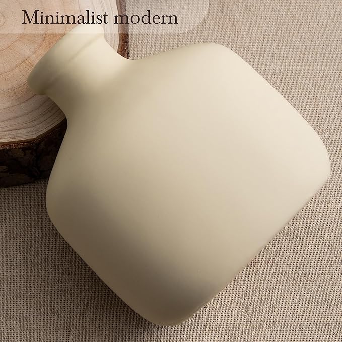 Ceramic Vase Set of 3 - Rustic Vases Set for Flower Centerpieces Pampas Grass - 3 Bud Vase for Decor - Modern Decoration Terracotta Vases for Home Farmhouse Table Office, Mini Pottery Vase by Lyeec