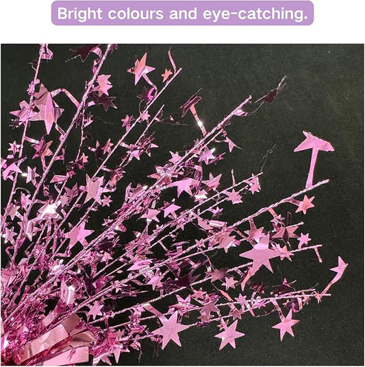 ALISSAR 2-Pack Glitter Pink Star Centerpieces-Table Decorations for Home Decor Birthday Wedding Anniversary Decor (Pink)