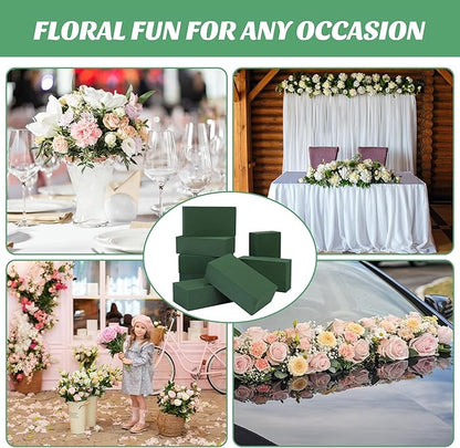 Aneco 12 Pieces Floral Foam Blocks with 3 Rolls Floral Tape 5.5''L x 3.1''W x 1.8''H Green Square Flower Foams Flower Arrangements Supplies for Dry & Wet Flower Wedding Home Decor and DIY Crafts