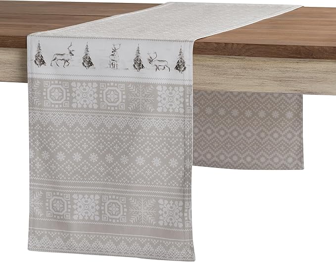 Maison d' Hermine Table Runner 100% Cotton Double Layer Table Runners 72 inches Long for Thanksgiving Christmas Decorations Home Kitchen Dining Party Wedding (Cozy Christmas, 14.5" x 72")