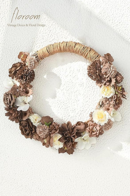 Floroom Mini Artificial Flower Heads Brown & Taupe Fake Peony Daisy Rose Multicolor Small Faux Silk Flower Heads for Cake Craft Garland Wedding Party Graduation Cap DIY Home Decoration, 0.8"-3.6"