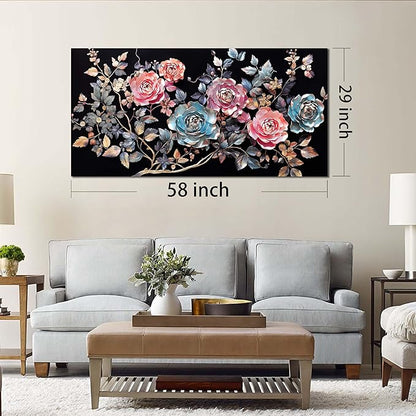 Flowers Canvas Wall Art for Office Colorful Prints Decor for Bedroom Wall Art for Living Room Large Size 29" x 58"