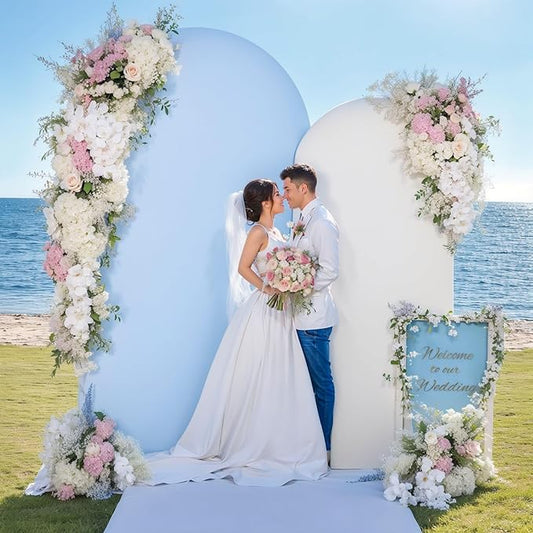 Blue White Arch Backdrop Cover Set of 2 Spandex Arch Covers 7.2 and 6ft Arch Covers Stretchy Backdrop Wedding Arch Stand Cover Bridal Baby Shower Birthday Party Arch Photo Backdrop
