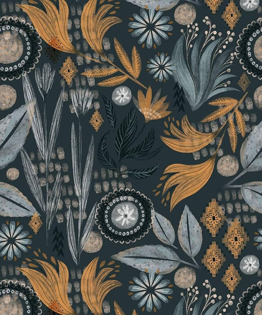 Boho Floral Peel and Stick Wallpaper Leaf Self Adhesive Wallpaper Retro Wall Decor Vintage Botanical Removable Contact Paper 17.7in x 9.8ft