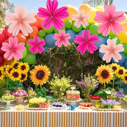 9 Piece Set Paper Flowers Decorations for Wall,3 Sizes 8-14 inch Flower Decor Flower Wall Giant Flowers for Decoration,Classroom Decor