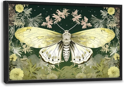 Moth Large Decor Wall Art Framed Pictures for Living Room, Butterfly Insect Oversized Canvas Print Painting Modern Extra Large Framed Artwork for Bedroom Office Home Decor 36"x24"