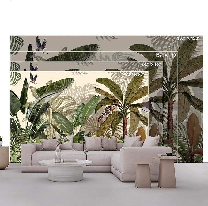 Peel and Stick Wallpaper Floral Forest Mural Flower for Bedroom Large Wall Murals Wall Paintings (Color-5, 157×110 inch)