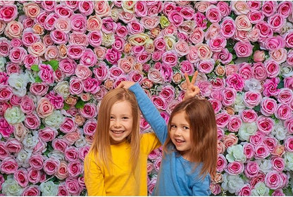 Colorful Flowers Backdrop Pink Red Roses Flowers Floral Wall Photography Background Anniversary Birthday Baby Shower Wedding and Love Backdrops Decor Children Adults Video Studio Prop 20x10ft