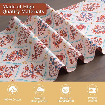 Maison d' Hermine Table Runner 100% Cotton Double Layer Table Runners 72 inches Long for Thanksgiving Christmas Decorations Home Kitchen Dining Party Wedding (Romane, 14.5" x 72")