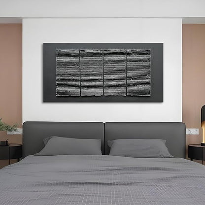 Hand-Painted Black Abstract Wall Decorative Oil Painting Thick Texture Minimalist Art Large Home Wall Decorative Painting 30x60 inches