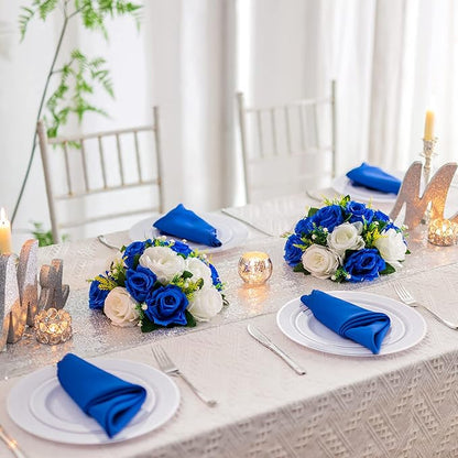 Flower Centerpieces for Wedding Tables: Wedding Table Decorations Royal Blue White Flower Balls Centerpieces for Engagement Cerebration Party Center Pieces 2 Packs