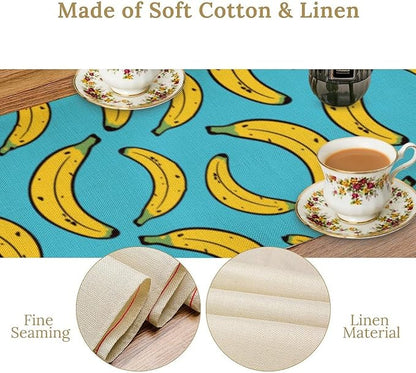 Banana Table Runner, Kitchen Dining Table Decor, Watercolor Tropical Fruit Palm Leaves Table Runners for Indoor Outdoor Home Farmhouse Holiday Wedding Birthday Party Decoration, 13 x90 Inch