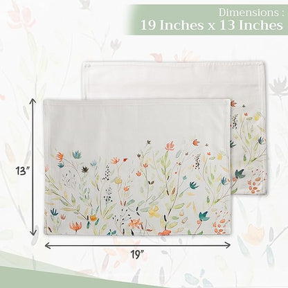 Maison d' Hermine Placemats Set of 4 100% Cotton Washable Cloth Place Mats, Reusable Table Mats for Kitchen Dining Decoration, Party, Wedding, Restaurant Spring/Summer (Colmar, 13" x 19")