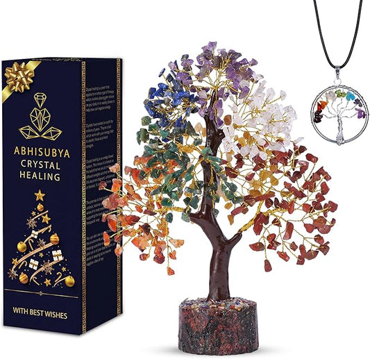 Bonsai Tree - Crystals and Healing Stones - Living Room Decor - Crystal Tree Tree of Life - Gem Tree Stones - Feng Shui and Money - Shelf Decor for Office