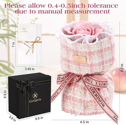Handmade Ceramic Memorial Gift - Eternal Pink Rose Bouquet with Natural Fragrance, Ceramic Craft Artwork, Perfect for Women, Mothers, Wives, Her Birthday Gift‌