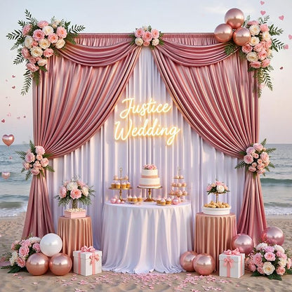 gogoparti 20x10FT Rose Gold Sequin Backdrop Curtain - 4 Panels of 5x10FT Wrinkle-Free Glitter Drapes for Photography, Birthdays, Weddings & Graduations