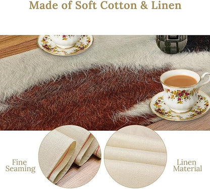 Cow Skin Print Table Runner, Rustic Country Farmhouse Animal Fur Skin Western Farm Black Brown Cowhide Print Dinner Runner Table Decoration for Home Kitchen Dining 13x60in