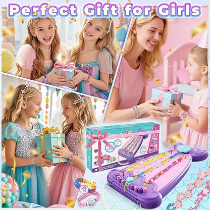 2-in-1 Friendship Bracelet Making Kit, Arts and Crafts for Girls Ages 8-12, Jewelry Making Kit＆DIY Travel Activity Toys Set, Christmas Birthday Gifts for 6 7 8 9 10 11 12 Year Old Teen Girls (Purple)