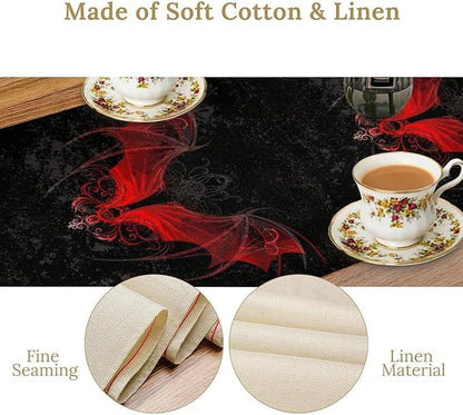 Gothic Table Runner,Red Bat Pattern Table Runner for Home Kitchen Table Dining Garden Farmhouse Wedding Party Decor 13x36 Inch