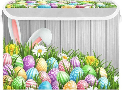 senya Easter Storage Baskets Collapsible Bins with Lids, Flowers Wood Boxes Clothes for Organizing (B06D22020)