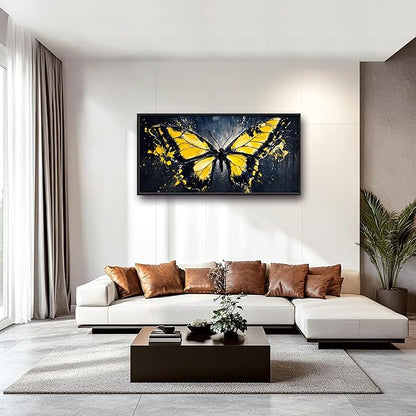 Butterfly Large Wall Art Framed Wall Decor for Living Room Black Butterfly Pictures Oversized Canvas Print Painting Modern Extra Large Framed Artwork for Bedroom Office Home Decor 60"x30"
